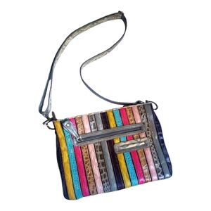 Marc Chantal Striped Multicolor Croc Embossed Shoulder Handbag, Vintage  Y2K